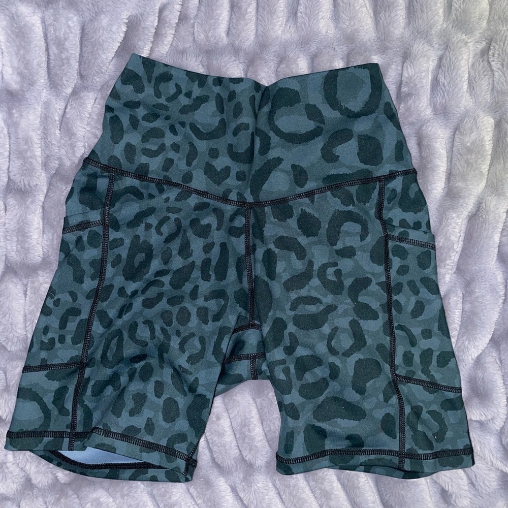 Bike Shorts - Blue Cheetah/Leopard Print - Spandex